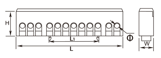 Din Rail-Mounted Busbar Terminal Block